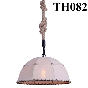 Đèn thả chao vải dây thừng TH082,  E27x 01,  KT(mm):350 x 220